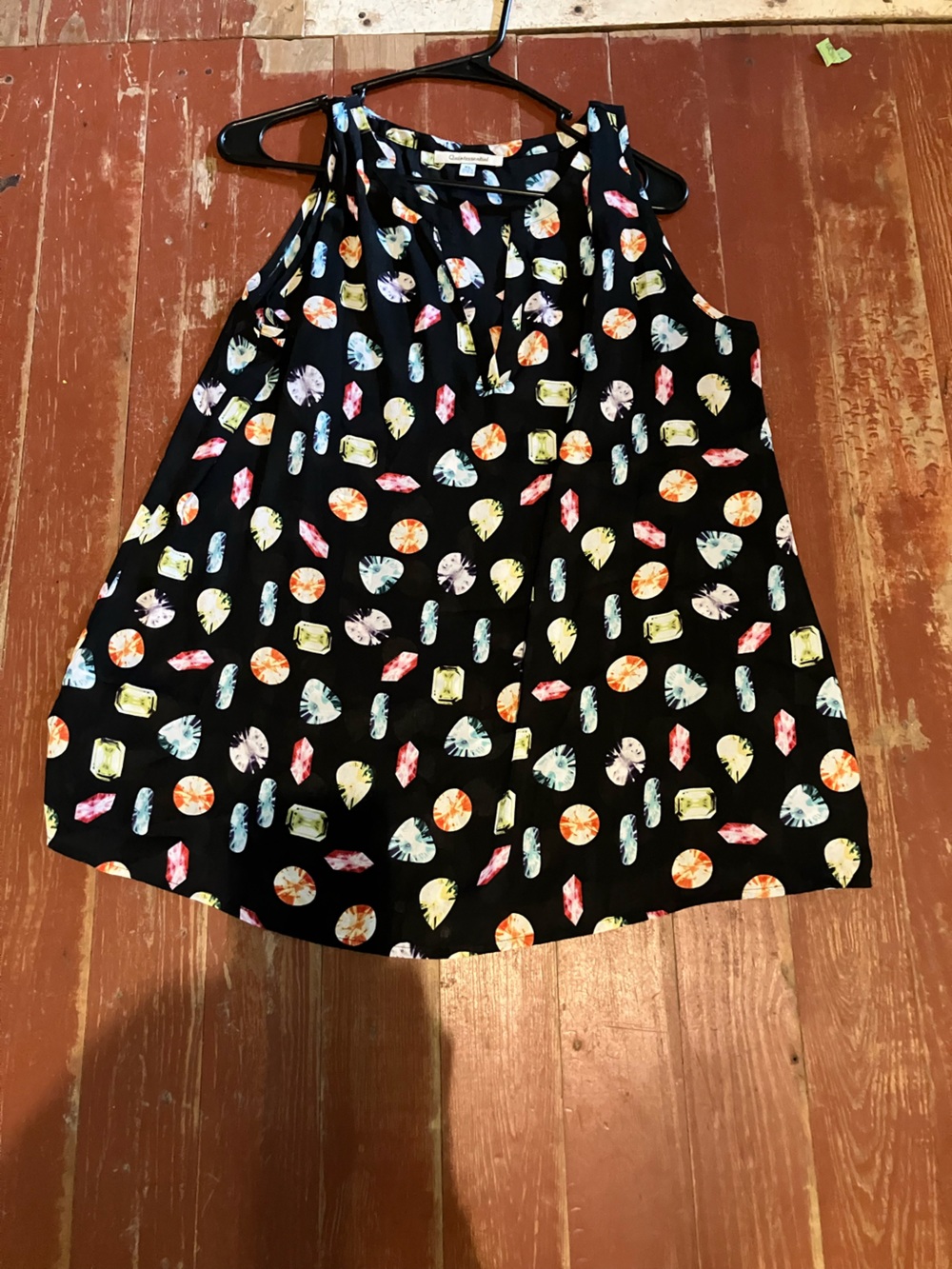 Black Skirt with Multicolored Gemstone Print